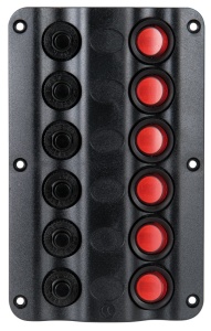 Panou electric 12V seria WAVE Osculati cu sigurante automate si iluminare LED IP54, disponibil in variante cu 6 circuite