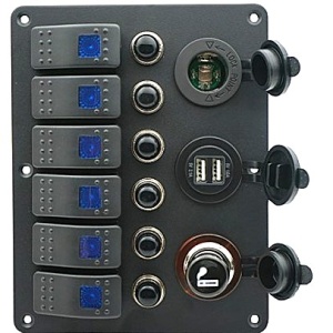 Panou Electric 6 Sigurante Automate Priza 12V Dublu USB Bricheta