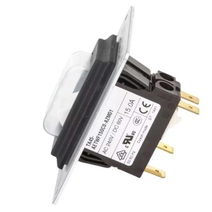 Panou intrerupator toaleta electrica Osculati 12V/24V 15A din aluminiu anodizat 80x60mm cu siguranta magnetotermica.