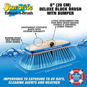 Star Brite Deluxe Block Brush Medium – Versatilitate și putere de curățare într-un design profesional, protejând barca ta împotriva zgârieturilor la fiecare spălare