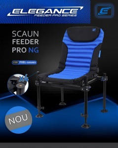 Scaun Formax Elegance Feeder Pro NG – Detaliu sistem de picioare Ø36mm, spătar cu pernă și finisaje premium pentru pescuit de performanță.