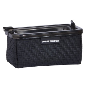 Scrumieră Trabuc Antivânt cu Capac Rattan Black Marine Business, Inox cu Sac Piele