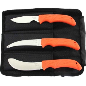 Set Cuțite Frankonia Orange – Trei lame specializate din oțel 440A, mânere portocalii antiderapante și husă de transport din Cordura