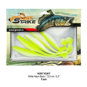 Shad suplu impregnat cu miros Fast Strike Huky Kuky 11.5cm 4.3g 10 bucati plic cu tavita rigida