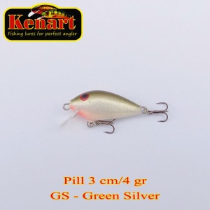 Vobler Kenart Pill 3cm 4g Sinking Green Silver