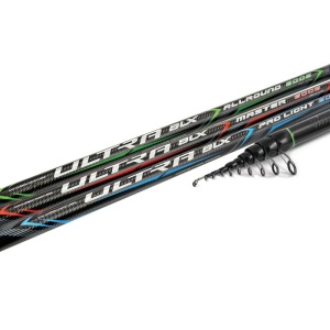 Lansetă Bologneză Trabucco Ultra BLX Allround 8.00m – Blank Carbon CX-Nano, inele Fuji SiC KL și tehnologie X-Joint pentru acțiune fluidă.