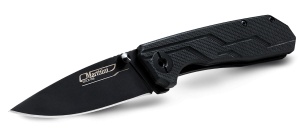 Briceag Marttiini Black 7 Folding Knife – Lamă de 7cm din oțel cromat, sistem de blocare liner lock și mâner durabil din compozit G10 cu clip de prindere.