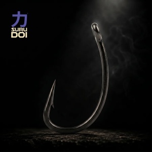 Carlige crap PB Products Surudoi Curved KD PTFE din otel japonez forjat cu tija curbata continua pentru monturi KD Rig.