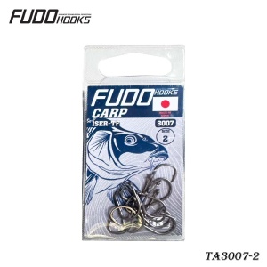 Cârlige Fudo Iseama Ring Black-Nickel – vârf Triangle Point, oțel japonez, formă Iseama, acoperire BN anticoroziune, ideale pentru crap și feeder.