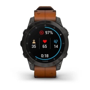 Ceas Garmin Epix Gen2 Sapphire - Black Titanium Cu Brăţară De Piele Chestnut - Img 5
