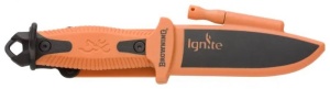 Cuțit supraviețuire Browning Ignite cu lamă oxid negru, amnar integrat în teaca polimerică și mâner ergonomic turnat