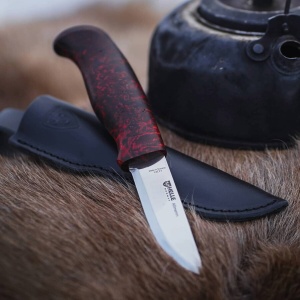 Cutit Helle Allmenn cu lama 90 mm din otel 12C27 si maner din mesteacan cret, fabricat manual in Norvegia pentru bushcraft si outdoor
