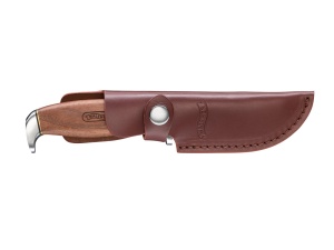 Cuțit pt piele Walther Premium Skinner – Instrument de vânătoare cu lamă de 95mm din oțel 440C, mâner elegant din lemn de nuc și teacă din piele inclusă.