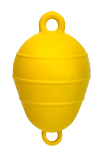 Geamandură de semnalizare tip pară EVAL realizată din polietilenă de înaltă densitate (HDPE), dimensiuni 20.3x37.7cm, greutate 270g, disponibilă în culorile Hi-Vis portocalie și galbenă, rezistentă la UV și apă sărată.