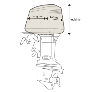 Husă universală pentru cap motor outboard Oceansouth – Prelată premium pentru depozitare, iernare și transport rutier, realizată din poliester high-tech 340 g/m² cu tehnologie Cyclone Protect, interior matlasat și protecție UV UPF 50+.