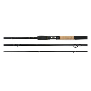 Lansetă Formax Aries Feeder 3.90m 150g – Detaliu al mandrinei ergonomice Carbon Metal și al inelelor Seaguide SiC pe blancul de Carbon HM2, pregătită pentru sarcini grele