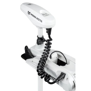 Motor electric alb premium de proovă Minn Kota Riptide Terrova® 55lb 12V cu lungimea axului de 137cm, echipat cu mecanism de asistență Lift-Assist, telecomandă wireless premium cu ecran LCD și sistem Advanced GPS, alimentat optim de o baterie Litiu LiFePO