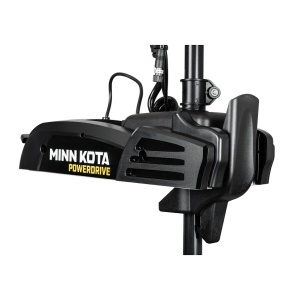 Motor electric de trolling Minn Kota PowerDrive 55lb 12V cu lungimea axului de 137cm, echipat cu sondă sonar Dual Spectrum CHIRP integrată, sistem de poziționare GPS, ancoră digitală Spot-Lock și micro telecomandă wireless.