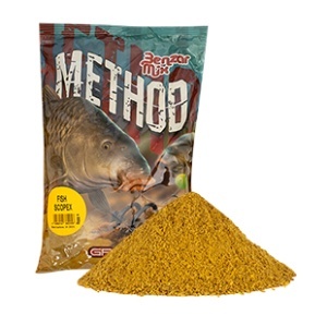 Nada Benzar Method Mix 800g – groundbait proteic premium pentru method feeder, cu făină de pește și pelete de calitate, aderență excelentă și atracție rapidă pentru crap mare.