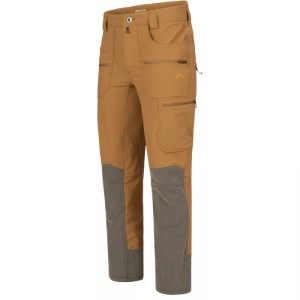 Pantaloni vânătoare Blaser Tackle Softshell Rubber Brown, Cordura elastică cu ranforsare Kevlar, impermeabili 10.000 mm, buzunare multiple pentru muniție și accesorii.