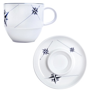 Set de 6 căni de ceai antialunecare de 320ml din colecția Northwind de la Marine Business, fabricate din melamină incasabilă cu inel antiderapant din cauciuc, ideale pentru ambarcațiuni și iahturi.