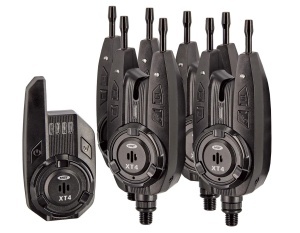 Set avertizoare NGT XT 4+1 – detecție precisă, 400 m rază, funcție anti-furt, Dropback, lumină de noapte și receptor wireless. Ideal pentru pescuit staționar
