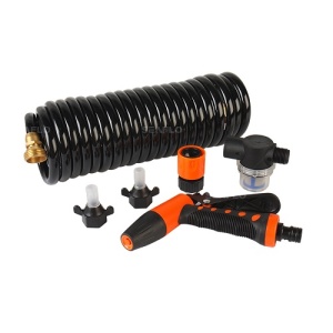 Set Pompă Presiune Punte Seaflo 12V 5GPM – Kit profesional washdown cu furtun spiralat, pistol reglabil și pompă seria 51 de mare putere pentru condiții marine severe.