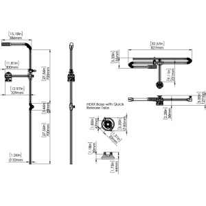 Suport Sondă Sonar Railblaza HEXX Live Pole 60 – Sistem profesional extins (1.55m) pentru scanare live, dotat cu mâner ergonomic și rotație 360°, ideal pentru bărci cu motor.