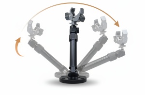Suport stabilizator telescopic EVAL 04300 pentru motor electric de trolling – Braț ajustabil din aluminiu anodizat (290-365mm) cu dublă articulație pe bilă la 360° și guler universal pentru ax de 40mm.