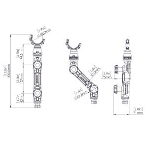 Suport stabilizator telescopic Railblaza XL pentru motor electric de trolling – Braț reglabil din nailon armat cu fibră de sticlă, cap de prindere flexibil G-Hold 50 și montaj detașabil pe baze din gama StarPort.