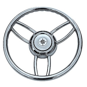 Volan de lux pentru barcă Savoretti Armando model Bliz de 350mm – Echipament marin original fabricat în Italia din oțel inoxidabil masiv AISI 316 super-polisat în oglindă, cu butuc universal integrat.
