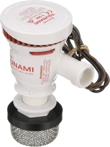 Kit Aerator Livewell Attwood Tsunami T-500 – Sistem complet de recirculare cu pompă T500, sită inox, cap spray reglabil și accesorii de montaj pentru bazinele de pește.