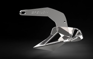Noua generație de ancore premium Lewmar Epsilon realizate integral din oțel inoxidabil AISI 316, cu lopeți la profil concav avansat, vârf balastat și geometrie anti-blocaj, disponibile în variante de la 6kg până la 63kg.
