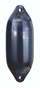 Gamă completă de baloane de protecție pentru acostare Polyform seria F Heavy Duty de culoare albastră, fabricate în Norvegia prin tehnologia originală de rotoformare monobloc, echipate cu urechi de prindere ranforsate structural și supape etanșe V-10, dis