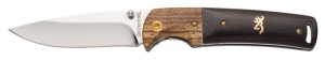 Briceag Browning Buckmark Hunter – Lamă de 76mm din oțel 8Cr14MoV, mâner ergonomic din Zytel cu inserție de lemn și husă de nylon.