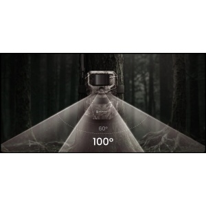 Cameră video night vision 4G HIKMICRO Trail Camera T16 cu senzor 24MP, sistem de lentile cu FOV dual 60°/100°, senzori PIR duali de 0.4s, LED-uri IR invizibile 940nm, transmisie prin aplicația SightApp și stocare internă de 64GB.