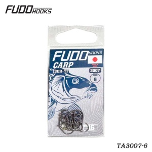 Cârlige Fudo Iseama Ring Black-Nickel – vârf Triangle Point, oțel japonez, formă Iseama, acoperire BN anticoroziune, ideale pentru crap și feeder.