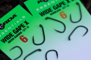 Carlige Korda Essentials Wide Gape X Barbed 10 buc din sarma forjata X-Strong cu varf beaked point si spin.