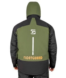 Costum tehnic de iarnă flotabil Graff FLOAT GUARD Fishing Set 215-O-B-7/1 Edition 4.0, în varianta de culori 7/1 cu inserții reflectorizante și design tactic, echipat cu membrană BRATEX de 10.000mm, spumă flotabilă FLOAT și fermoare etanșe YKK VISLON.