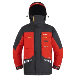 Costum tehnic de iarnă Graff WARMGUARD Winter Set 219-O-B-4, jachetă și pantalon de culoare oliv, echipat cu membrană BRATEX de 25.000mm, izolație SUBZERO, finisaj hidrofob DRY CARE și fermoare etanșe YKK AquaGuard