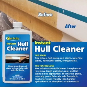 Star Brite Instant Hull Cleaner – Soluția rapidă care redă albul impecabil al chilei tale, eliminând instantaneu oxidarea și petele de pe linia de plutire fără efort fizic.