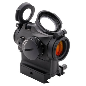 Aimpoint Micro H2 2 MOA montat pe AR15 cu Micro LRP Mount™ și spacer 39mm, red dot compact și rezistent.