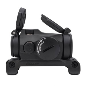 Aimpoint Micro H2 2 MOA cu montură Blaser Saddle instalat pe carabină Blaser, red dot compact pentru vânătoare la goană.