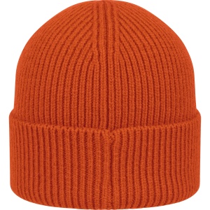 Fes tricotat din lână Blaser Tommy Rib Burned Orange cu manșetă lată și logo metalic Argali.