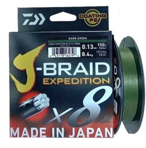 Fir Textil Daiwa J-Braid Expedition X8 Coating PE, Dark Green, 150m