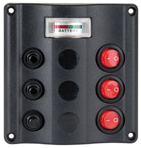 Panou Electric 12V Seria WAVE Osculati cu Sigurante Automate si Voltmetru IP54