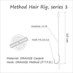 Rig Feeder Orange Series 1 Method Hair Rigs 10cm 15lbs Nr 12 - Img 3