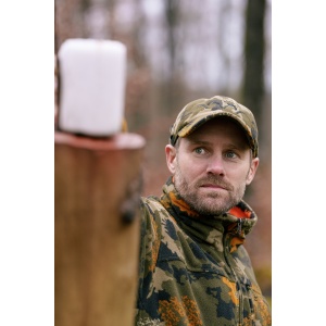 Șapcă tehnică de vânătoare din fleece Blaser Silence Cap în camuflaj Silence Camo cu logo Argali.