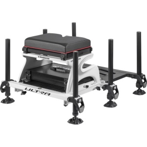Scaun Modular Trabucco Ultra SBX36 WHT – vedere cadru aluminiu hidroformat, picioare 36mm și pedană glisantă antiderapantă.