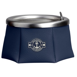 Scrumieră Antivânt cu Capac Welcome Blue Marine Business, Inox cu Sac Piele